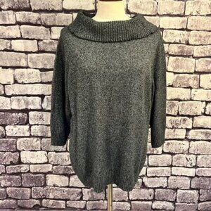 Charter Club Black & Silver 3/4 Sleeve Cowl neck Sweater Size 2X